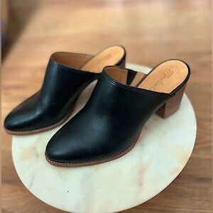 Madewell The Harper Mules, Slip On Block Stacked Heel, Black